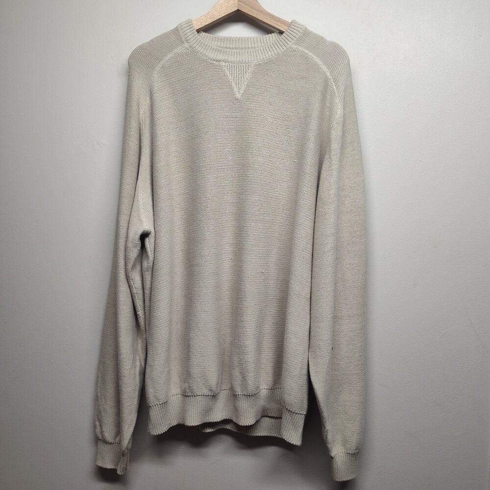 Alan Flusser Crew Neck Sweater Men 2XL Cream Alpaca Blend Preppy Casual Workwear